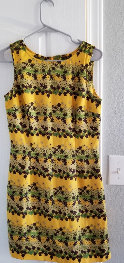 Guess yellow-patterned sheath dress